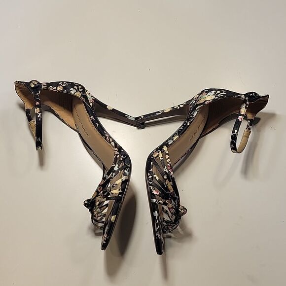 WHO WHAT WEAR HIGH HEEL STILETTOS ANKLE STRAP FLORAL PRINT OPEN TOE SANDAL - Picture 9 of 15